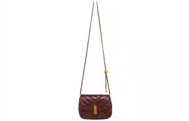 妙迪 经典小香风菱格绣线金珠链条包小众时尚简约百搭早秋 真皮羊皮软皮  腋下包单肩斜挎小包包 小号 女款 安可拉红