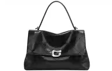 妙迪 小众设计高级感大容量时尚通勤休闲百搭 牛皮软皮 手提单肩斜挎包凯莉包 常规 女款 曜石黑