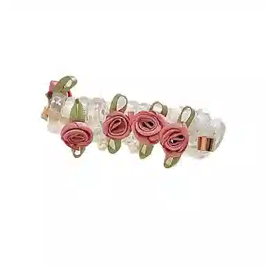 水中玉 甜美法式珍珠蝴蝶结泡泡辫发夹电话线发圈马尾编发神器 发圈头绳 女款