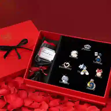 妖娆猫 一周星期头绳发饰套装礼盒气质小清新儿童发绳头饰皮筋女高级感创意生日礼品女生实用走心 发圈 女款