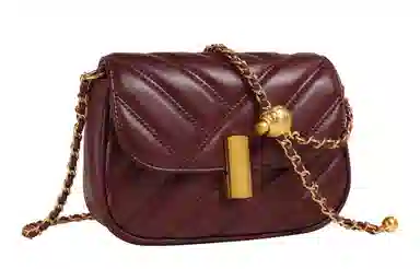 妙迪 经典小香风菱格绣线金珠链条包小众时尚简约百搭早秋 真皮羊皮软皮  腋下包单肩斜挎小包包 小号 女款 安可拉红