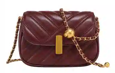 妙迪 经典小香风菱格绣线金珠链条包小众时尚简约百搭早秋 真皮羊皮软皮  腋下包单肩斜挎小包包 小号 女款 安可拉红