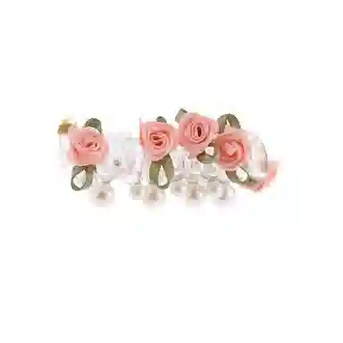 水中玉 甜美法式珍珠蝴蝶结泡泡辫发夹电话线发圈马尾编发神器 发圈头绳 女款