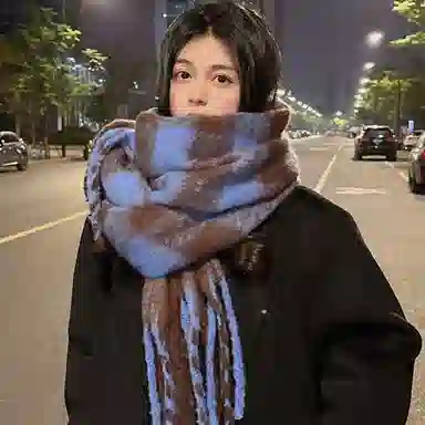 优幽兰 蓬松两用保暖加厚小众 绒线围巾 男女同款情侣款