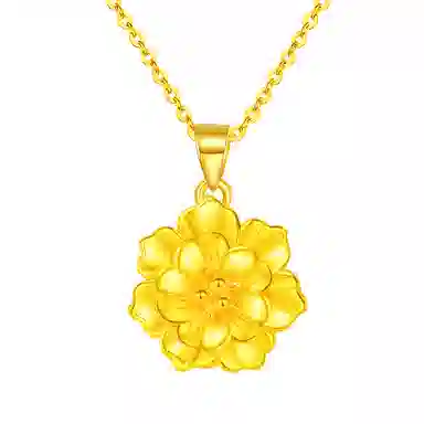 克拉太太 花开富贵 牵丝牡丹花 温柔气质轻奢精致高级优雅 足金 一口价 黄金吊坠 女款 礼盒款