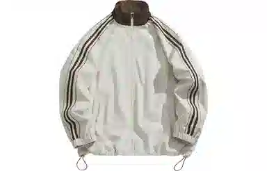 美式纯色基础侧肩条纹宽松百搭防风防水夹克外套 男女同款