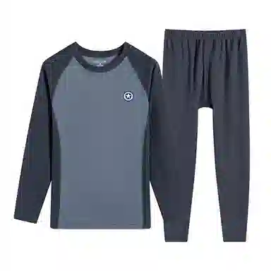 贴身领域 青少年德绒初中高中学生秋衣秋裤棉毛衫内衣保暖套装 男款