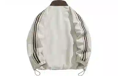 美式纯色基础侧肩条纹宽松百搭防风防水夹克外套 男女同款