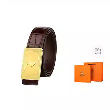 杰伦欧斯 无拼接配不锈钢扣内穿鳄鱼皮 皮带 男款
