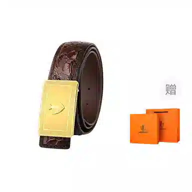 杰伦欧斯 无拼接配不锈钢扣内穿鳄鱼皮 皮带 男款