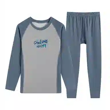 贴身领域 青少年德绒初中高中学生秋衣秋裤棉毛衫内衣保暖套装 男款