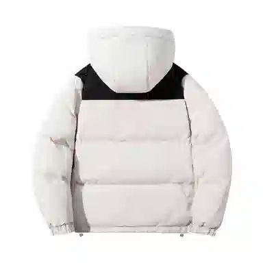 鸭鸭 高端通勤系列 冬季基础款拼接插色简约字母印花设计感学生党好物显高小众垂感宽松休闲防寒保暖插色抽绳连帽羽绒服 男女同款