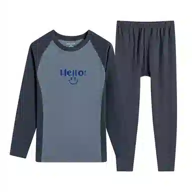 贴身领域 青少年德绒初中高中学生秋衣秋裤棉毛衫内衣保暖套装 男款