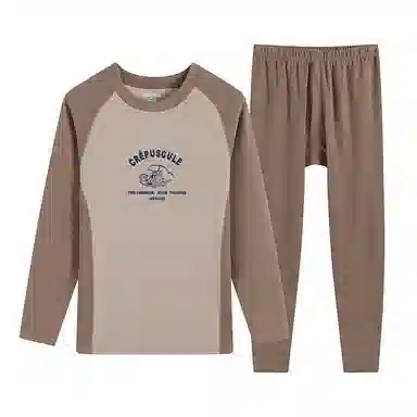 贴身领域 青少年德绒初中高中学生秋衣秋裤棉毛衫内衣保暖套装 男款