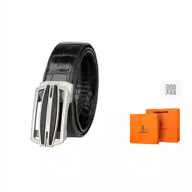杰伦欧斯 双面鳄鱼皮真皮休闲黑色自动扣腰带鳄鱼皮裤带 皮带 男款