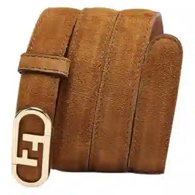 Fendi Logo Leather Belt Brown