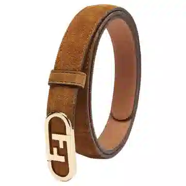 Fendi Logo Leather Belt Brown