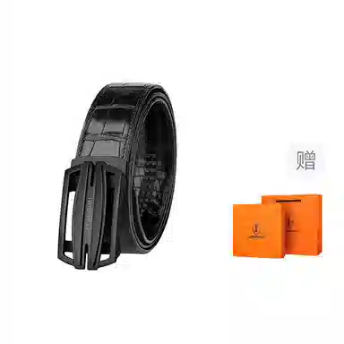 杰伦欧斯 双面鳄鱼皮真皮休闲黑色自动扣腰带鳄鱼皮裤带 皮带 男款