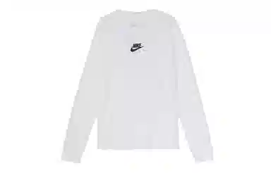 Nike Letter Print Crewneck Long Sleeve Tee White