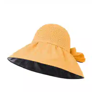 稻草人 遮阳防晒紫外线遮脸黑胶夏季大帽檐 聚酯纤维 渔夫帽 男女同款情侣款