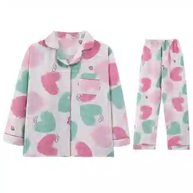 兰缪 甜美带胸垫一体休闲长袖长裤可外穿家居服睡衣套装 女款 图色