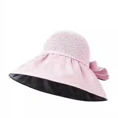 稻草人 遮阳防晒紫外线遮脸黑胶夏季大帽檐 聚酯纤维 渔夫帽 男女同款情侣款