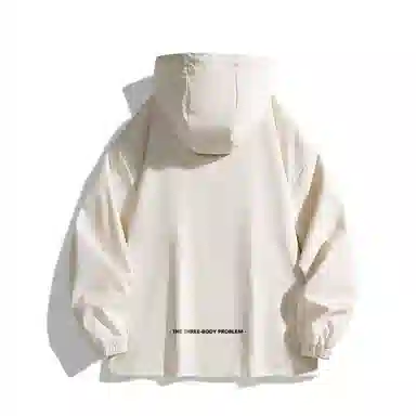 三体 简约纯色基础款字母印花宽松水防风登山连帽开衫机能风美式复古潮牌夹克外套 男女同款