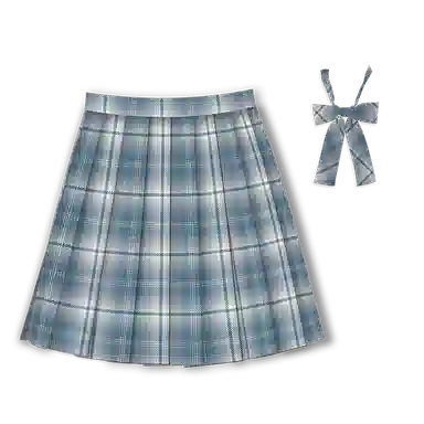 豹了个猫 格子短款高腰宽松百褶裙制服裙装