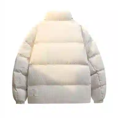 鸭鸭 加厚保暖休闲宽松无性别刺绣字母泡芙面料简约立领暗黑羽绒服外套 男款