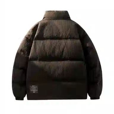 鸭鸭 加厚保暖休闲宽松无性别刺绣字母泡芙面料简约立领暗黑羽绒服外套 男款