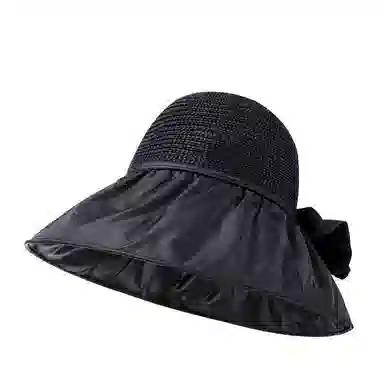 稻草人 遮阳防晒紫外线遮脸黑胶夏季大帽檐 聚酯纤维 渔夫帽 男女同款情侣款