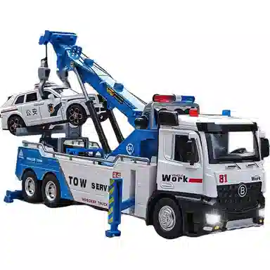 卡威 拖车 双钩吊车升降车清障车救援车 成品模型