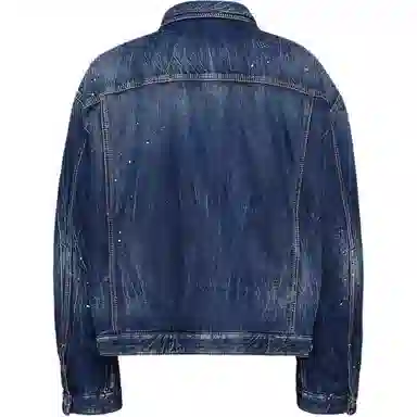 DSQUARED 2 Blue Spots Padded Maxi Jean Jacket