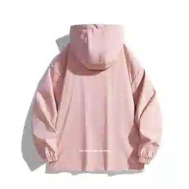 三体 简约纯色基础款字母印花宽松水防风登山连帽开衫机能风美式复古潮牌夹克外套 男女同款