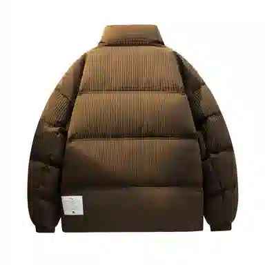 鸭鸭 加厚保暖休闲宽松无性别刺绣字母泡芙面料简约立领暗黑羽绒服外套 男款