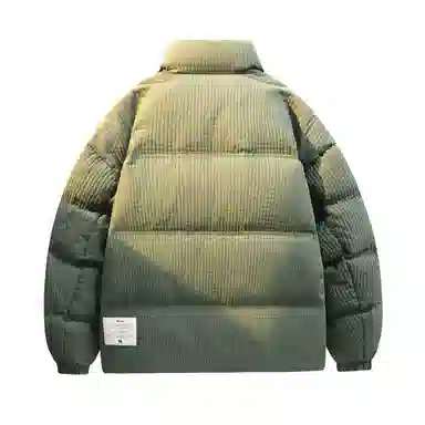 鸭鸭 加厚保暖休闲宽松无性别刺绣字母泡芙面料简约立领暗黑羽绒服外套 男款