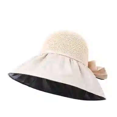 稻草人 遮阳防晒紫外线遮脸黑胶夏季大帽檐 聚酯纤维 渔夫帽 男女同款情侣款