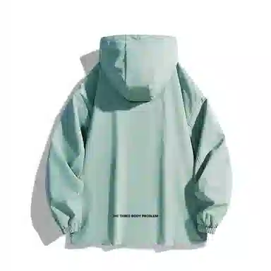 三体 简约纯色基础款字母印花宽松水防风登山连帽开衫机能风美式复古潮牌夹克外套 男女同款