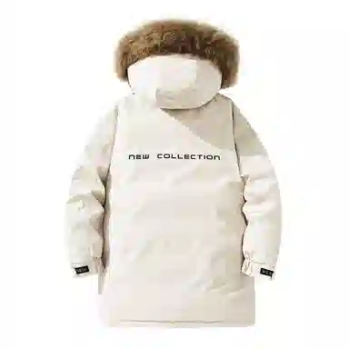 鸭鸭 绿色军大衣外套升级石墨烯内里可脱卸貉子毛领连帽无性别暗黑羽绒服 男女同款 黑色