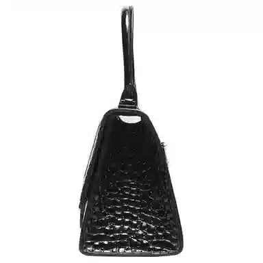 Balenciaga Hourglass Black Croc-Embossed Mini Bag