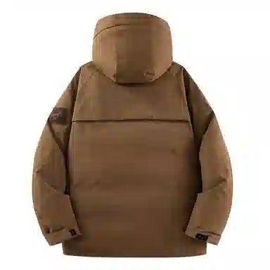 鸭鸭 工装风防风多口袋休闲保暖休闲宽松连帽羽绒服 男女同款