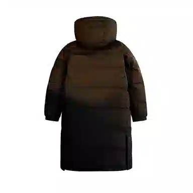 鸭鸭 纯色中长款连帽拉链保暖休闲羽绒服 男女同款