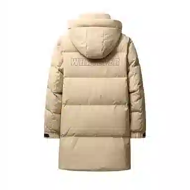 鸭鸭 防寒加厚保暖鸭绒中长款休闲宽松连帽套头暗黑羽绒服外套 男女同款