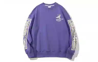 木村三社 仙鹤印花纯棉圆领宽松卫衣 男女同款