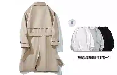美式复古纯色双排扣中长款休闲百搭翻领过膝长袖外套风衣 男女同款