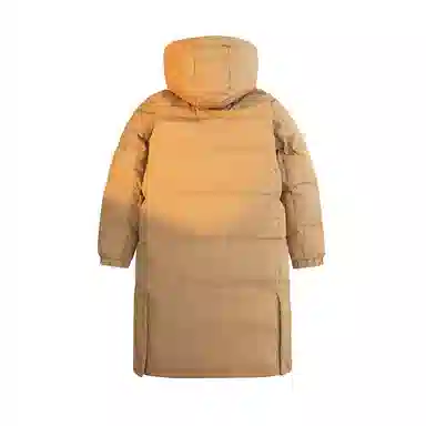 鸭鸭 纯色中长款连帽拉链保暖休闲羽绒服 男女同款