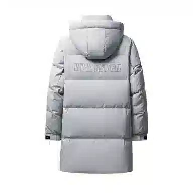 鸭鸭 防寒加厚保暖鸭绒中长款休闲宽松连帽套头暗黑羽绒服外套 男女同款