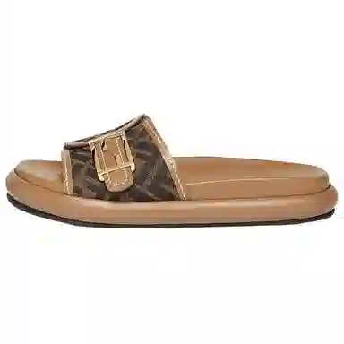 Fendi Baguette Slides Brown