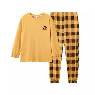歌倩雅 可外穿韩版可爱休闲长袖长裤睡衣套装 女款 黄色