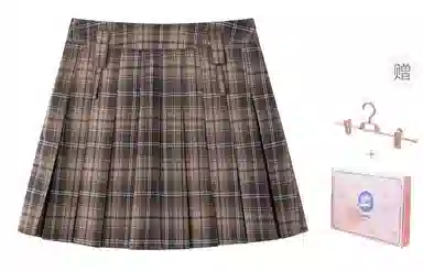 东鲸岁时记 格子中腰合身休闲短裙 女款 棕色